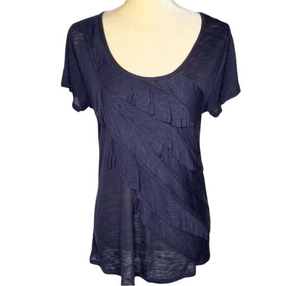 Women’s Blue Top Ruffled Medium Coldwater Creek - Picture 1 of 8